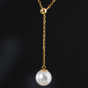 Natural Akoya Pearl Adjustable Necklace 8.7mm, 18K Gold